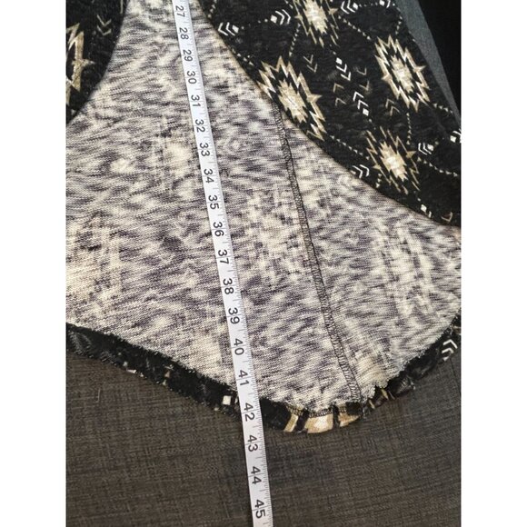 Xhilaration Womens Open-Front Cardigan M Black Aztec Print Lace-Back Long Sleeve - Picture 9 of 9